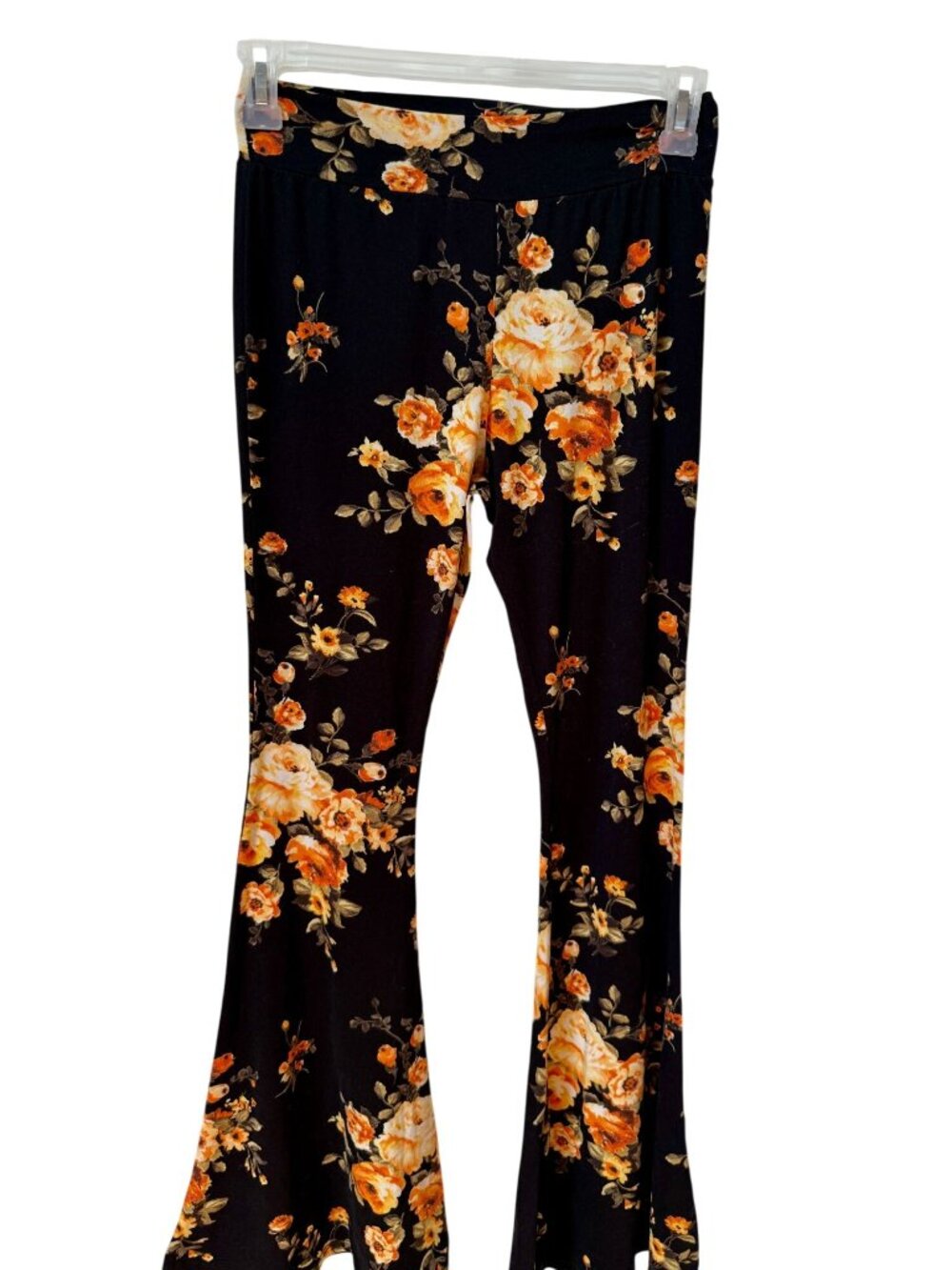 Got Style Womens Black High Rise Extreme Flare Floral Bell Bottoms Sz. M/L